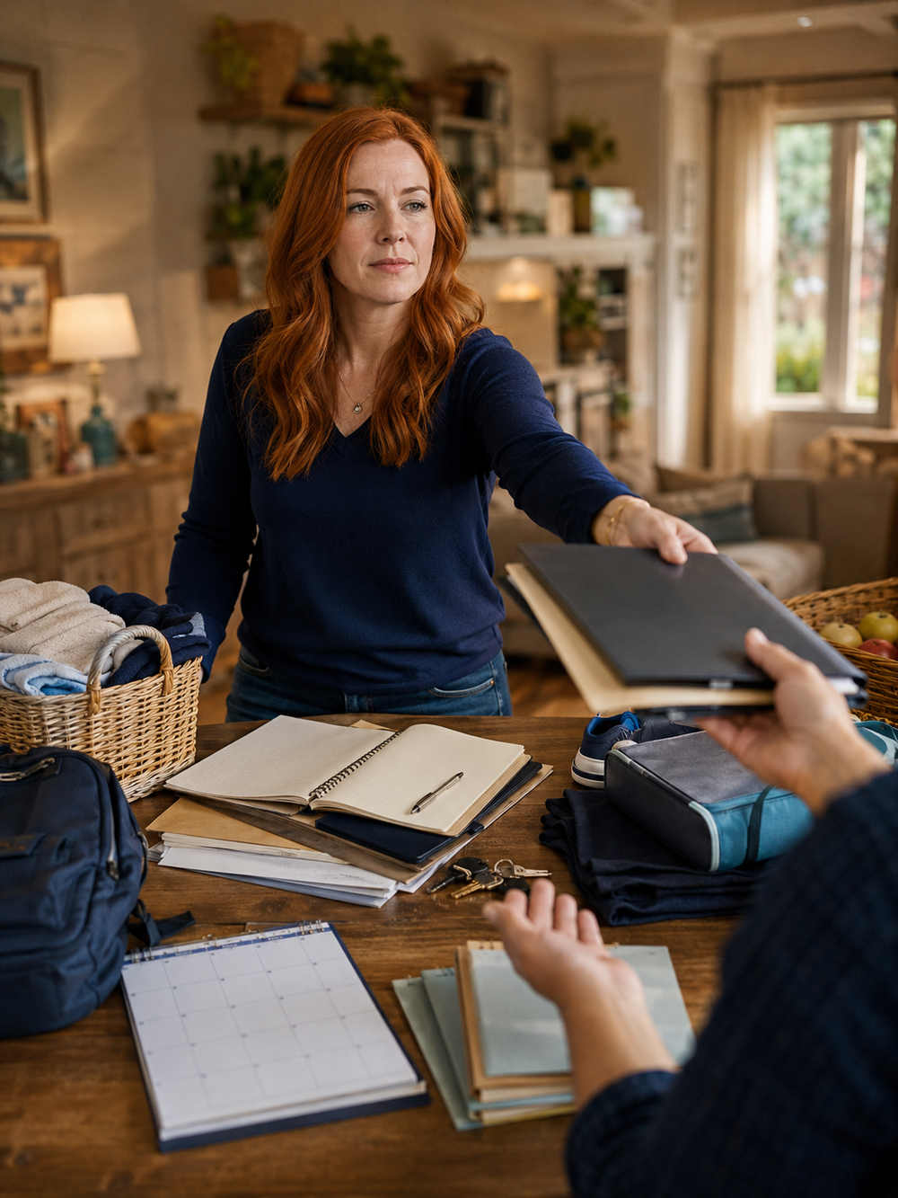 Default Parent Burnout Workbook — Stage 3: Redistribute. Boundary scripts, conversation templates, and partner ownership frameworks for sharing household responsibilities and ending the default-parent pattern.